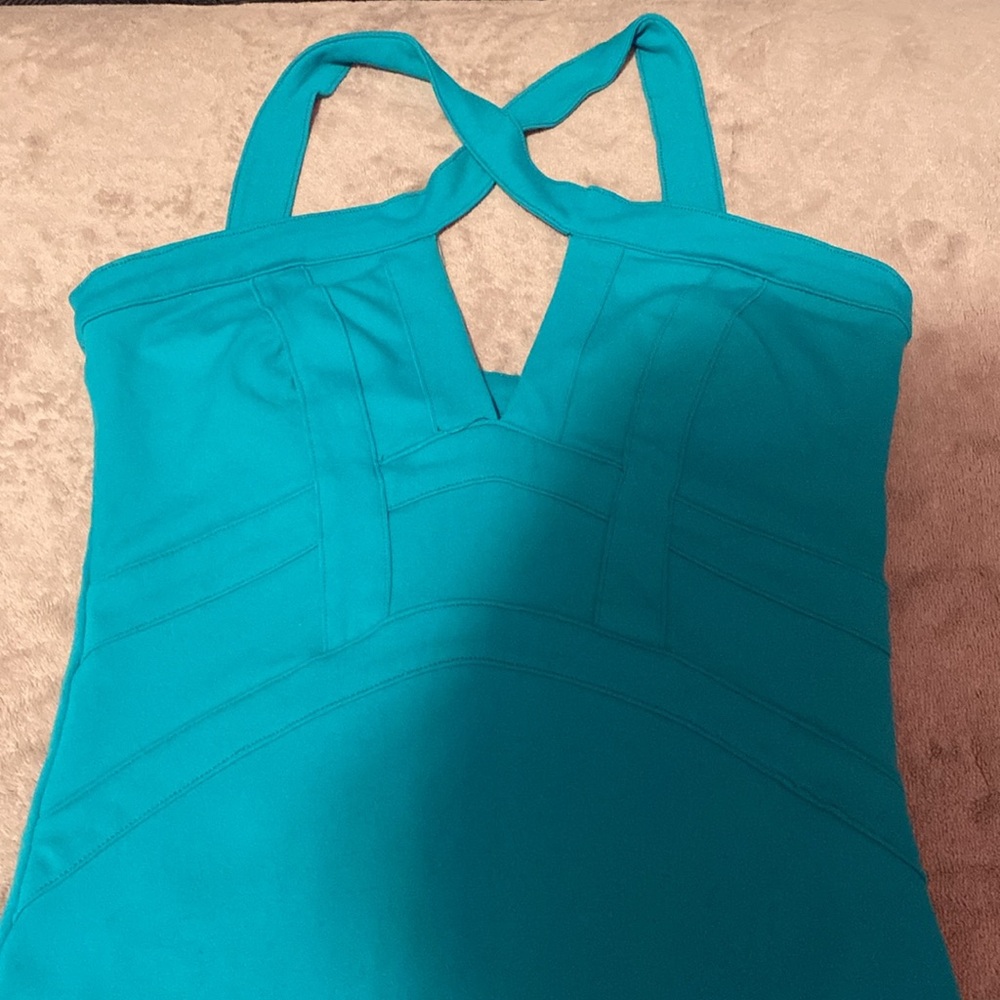 bebe Turquoise Cross-Back Mini Dress